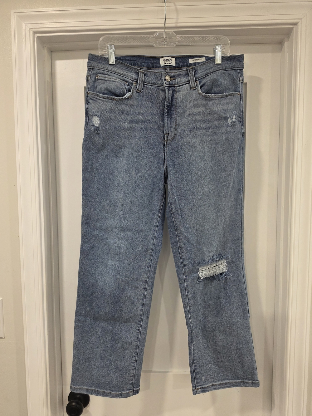 Kensie Light Blue Distressed Straight Leg Jeans
